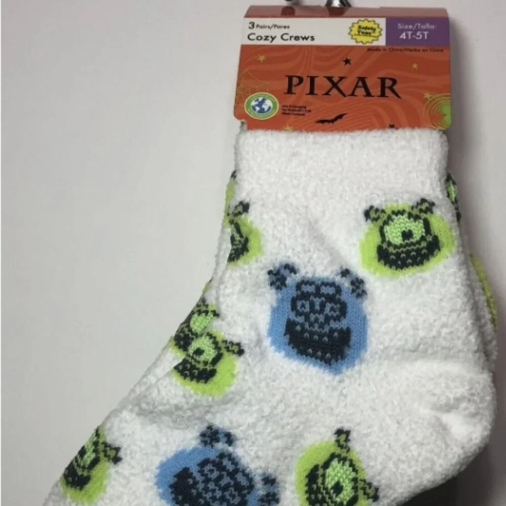 Boys Halloween Socks Cozy Quarter Pixar Character Toddler GID Girls 4T-5T